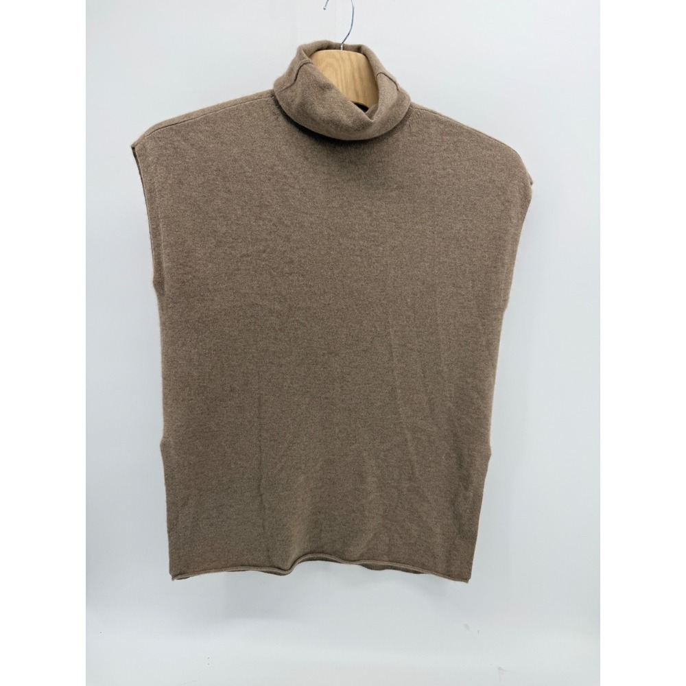 Eileen Fisher Petite Cashmere Turtleneck Sweater Vest Taupe Brown PM PM/PM